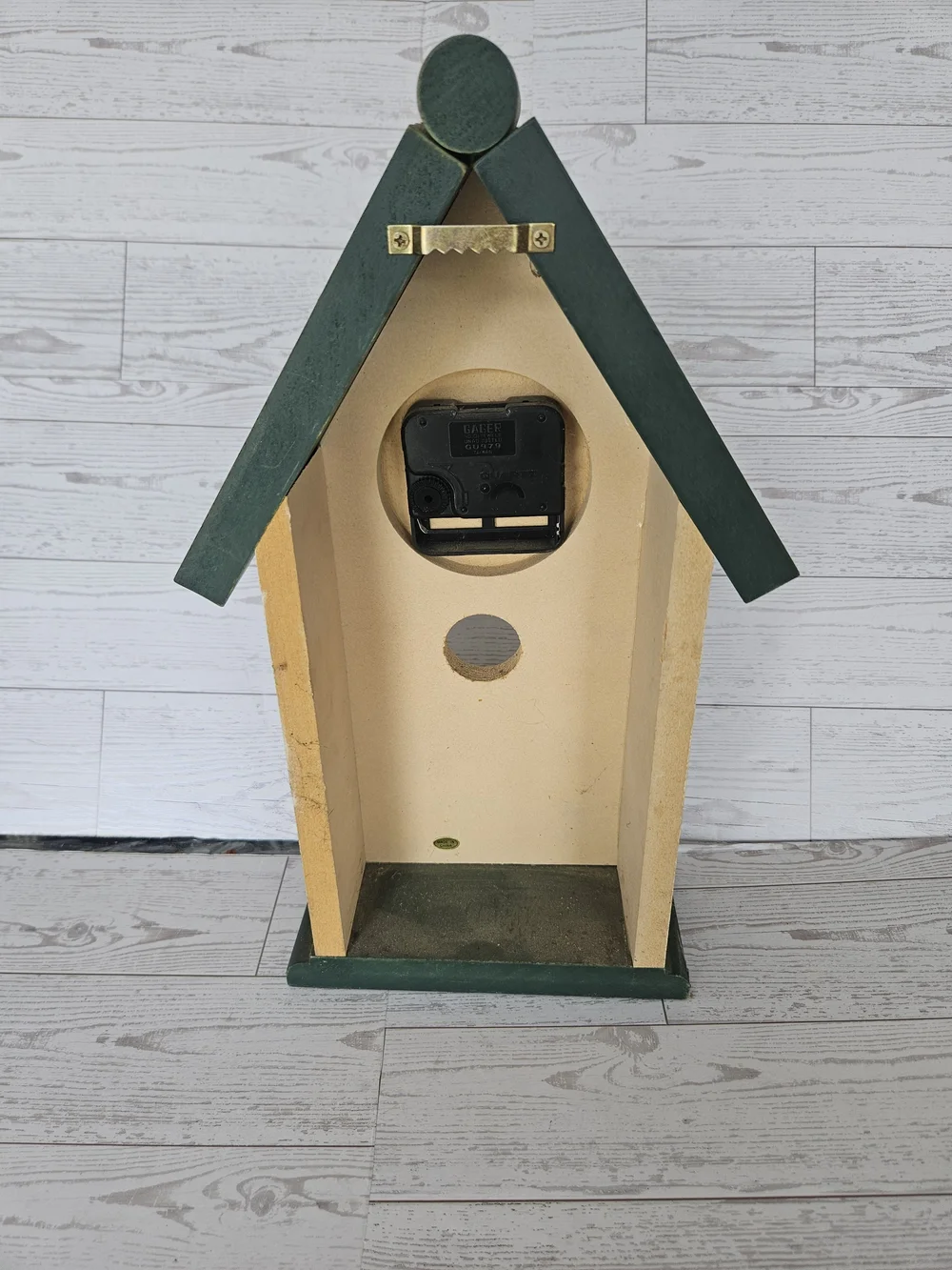 Green and Cream Birdhouse Wall Clock - Decorative Home Wall Decor